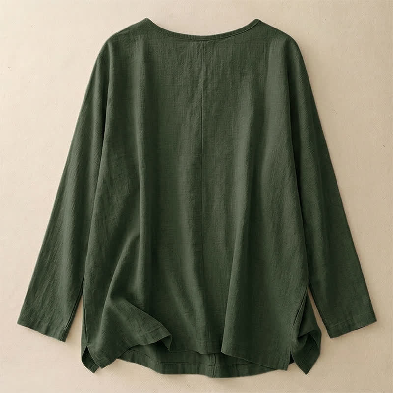 Buddha Stones T-shirt da donna a maniche lunghe, semplice, tinta unita, con scollo rotondo, in cotone, ideale per primavera e autunno. - image 10
