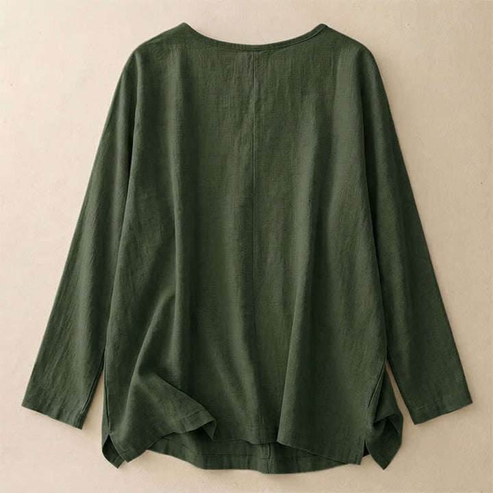 Buddha Stones T-shirt da donna a maniche lunghe, semplice, tinta unita, con scollo rotondo, in cotone, ideale per primavera e autunno. - image 10