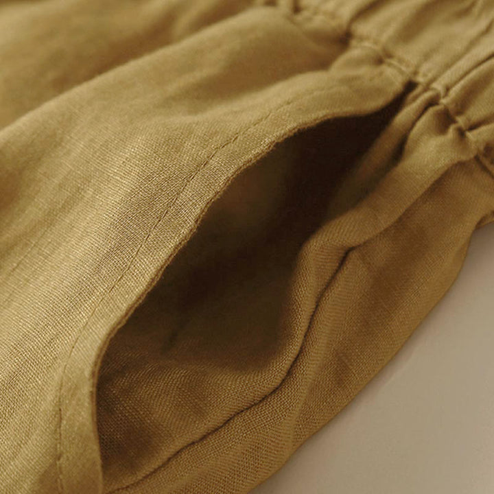 Pantaloncini da donna in cotone con lacci e tasche, modello Buddha Stones, tinta unita, con fondo in pizzo cavo - image 52