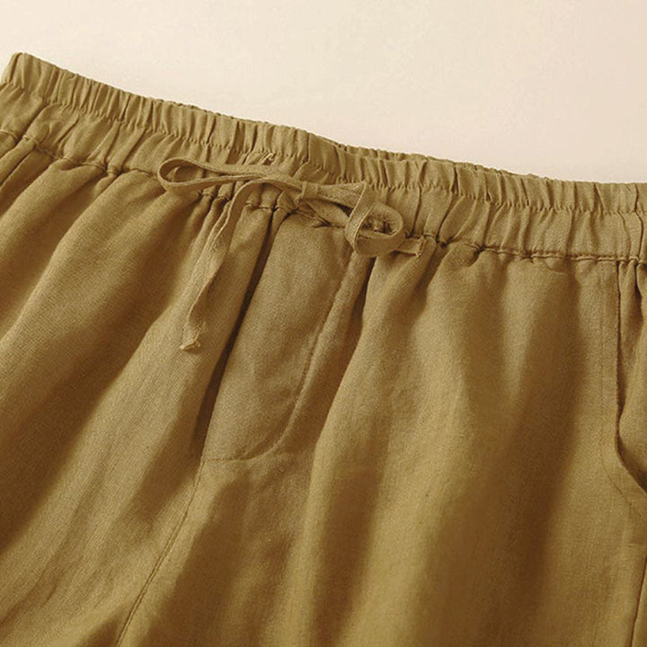 Pantaloncini da donna in cotone con lacci e tasche, modello Buddha Stones, tinta unita, con fondo in pizzo cavo - image 50
