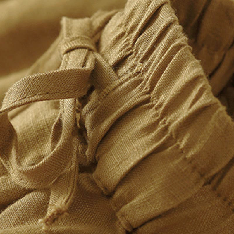 Pantaloncini da donna in cotone con lacci e tasche, modello Buddha Stones, tinta unita, con fondo in pizzo cavo - image 51