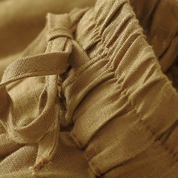 Pantaloncini da donna in cotone con lacci e tasche, modello Buddha Stones, tinta unita, con fondo in pizzo cavo - image 51