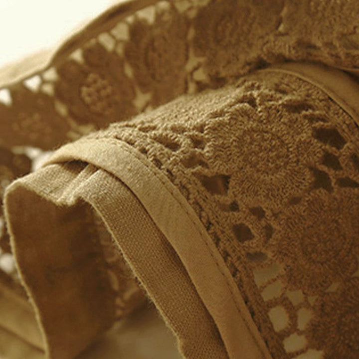 Pantaloncini da donna in cotone con lacci e tasche, modello Buddha Stones, tinta unita, con fondo in pizzo cavo - image 54