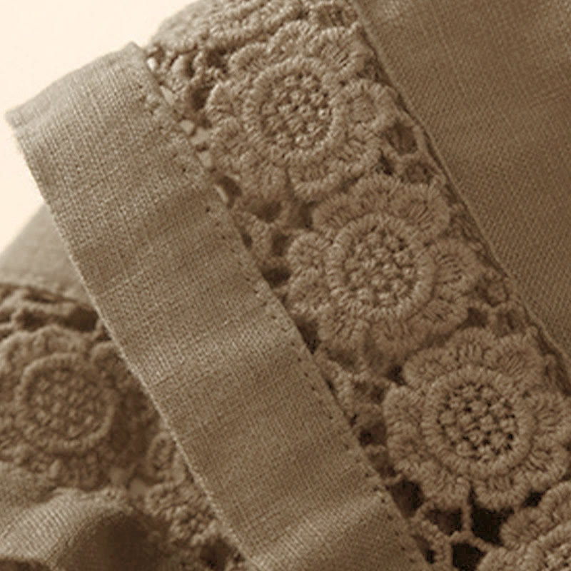 Pantaloncini da donna in cotone con lacci e tasche, modello Buddha Stones, tinta unita, con fondo in pizzo cavo - image 11