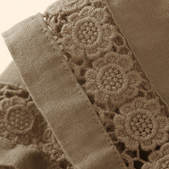 Pantaloncini da donna in cotone con lacci e tasche, modello Buddha Stones, tinta unita, con fondo in pizzo cavo - image 11