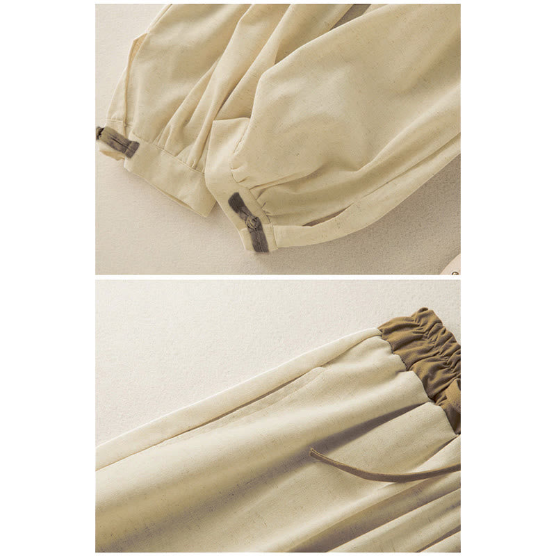 Pantaloni harem da donna in cotone con coulisse e tasche Buddha Stones - image 2