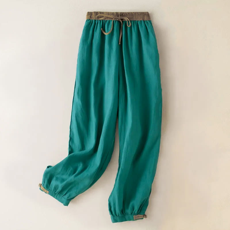 Pantaloni harem da donna in cotone con coulisse e tasche Buddha Stones - Turchese medio - US16, UK/AU20, EU48 (3XL) - image 11