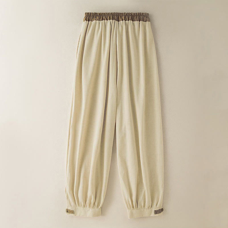 Pantaloni harem da donna in cotone con coulisse e tasche Buddha Stones - image 1