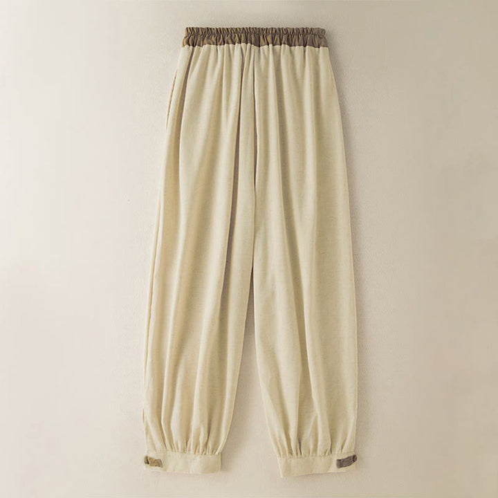 Pantaloni harem da donna in cotone con coulisse e tasche Buddha Stones - image 1