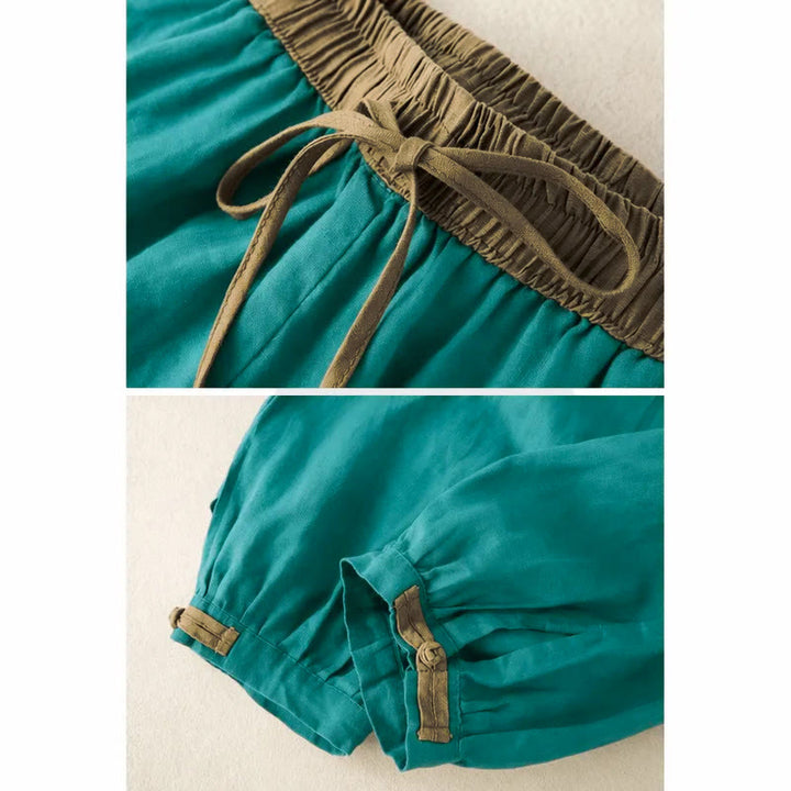 Pantaloni harem da donna in cotone con coulisse e tasche Buddha Stones - image 14