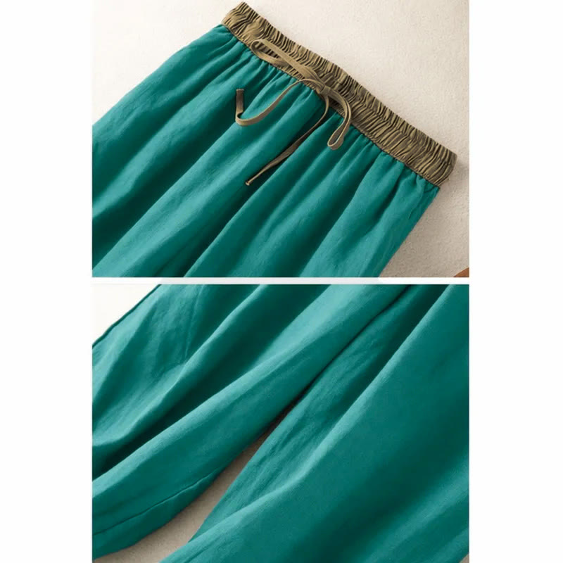Pantaloni harem da donna in cotone con coulisse e tasche Buddha Stones - image 13