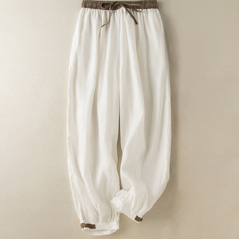 Pantaloni harem da donna in cotone con coulisse e tasche Buddha Stones - Bianco - US16, UK/AU20, EU48 (3XL) - image 6