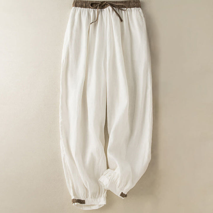 Pantaloni harem da donna in cotone con coulisse e tasche Buddha Stones - Bianco - US16, UK/AU20, EU48 (3XL) - image 6