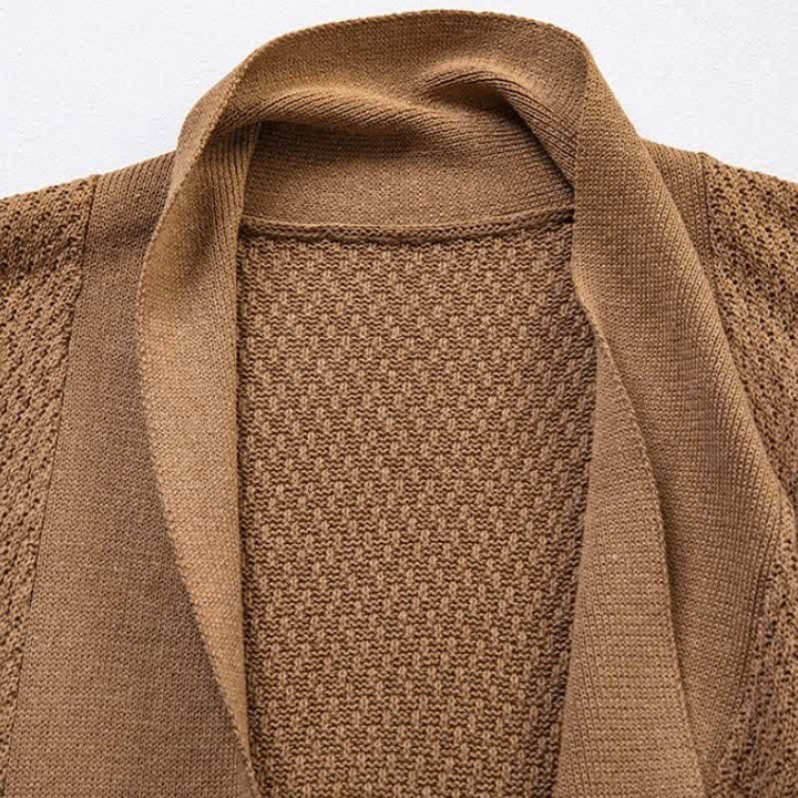 Buddha Stones Kimono da uomo casual, minimalista, con spacco laterale e maglia tinta unita, ideale per l'autunno. - image 2