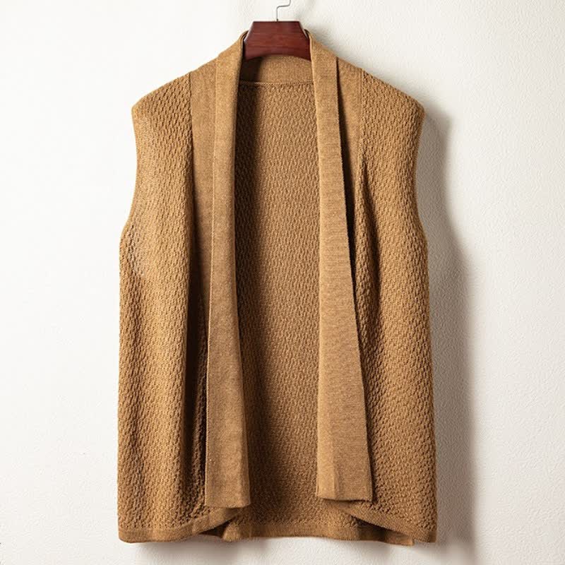 Buddha Stones Kimono da uomo casual, minimalista, con spacco laterale e maglia tinta unita, ideale per l'autunno. - Tan - US/UK/AU42, EU52 (3XL) - image 0