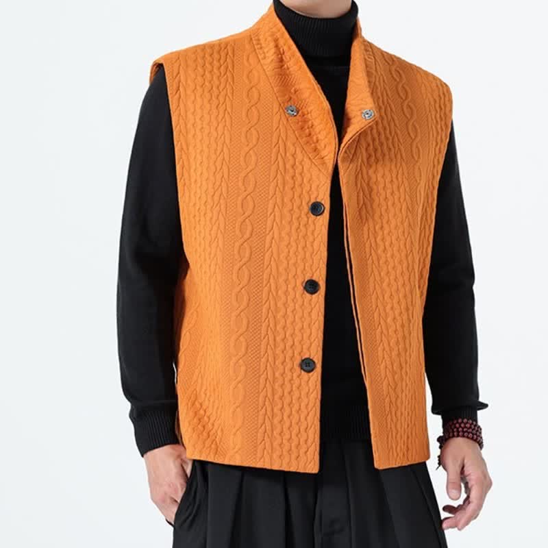 Buddha Stones Canotta da uomo in maglia tinta unita, casual, minimalista, autunno/inverno. - image 16