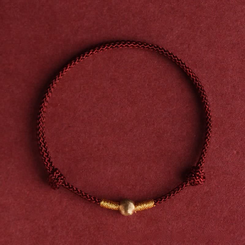 Buddha Stones Cavigliera protettiva in corda rossa intrecciata a mano - Rosso scuro - Cavigliera (circonferenza 19–24 cm) - image 1