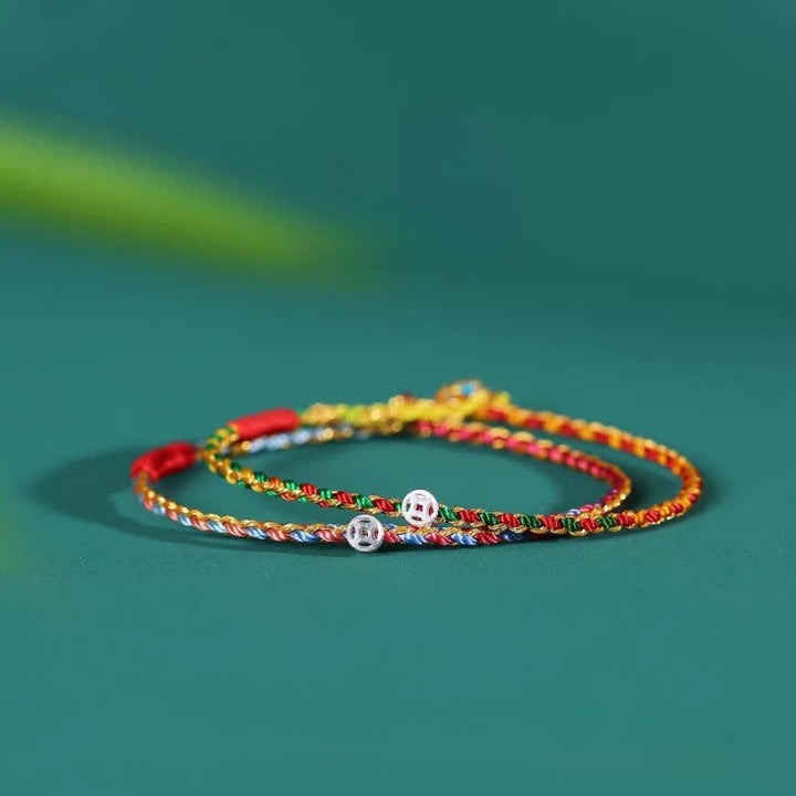 Buddha Stones Bracciale portafortuna intrecciato colorato in argento sterling 925 - image 4