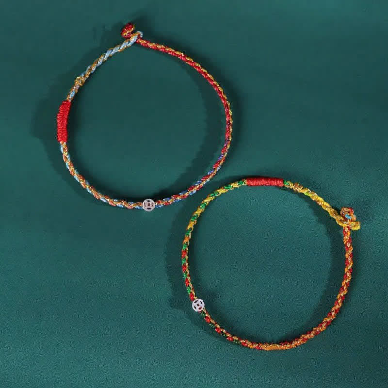 Buddha Stones Bracciale portafortuna intrecciato colorato in argento sterling 925 - image 8