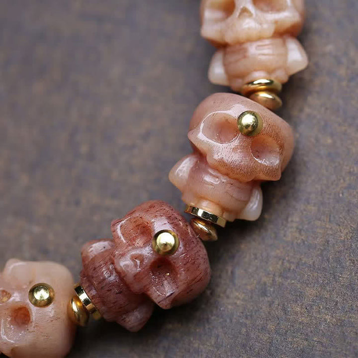 Buddha Stones Bracciale vintage con teschio intagliato a mano e perline in osso tibetano. - image 3