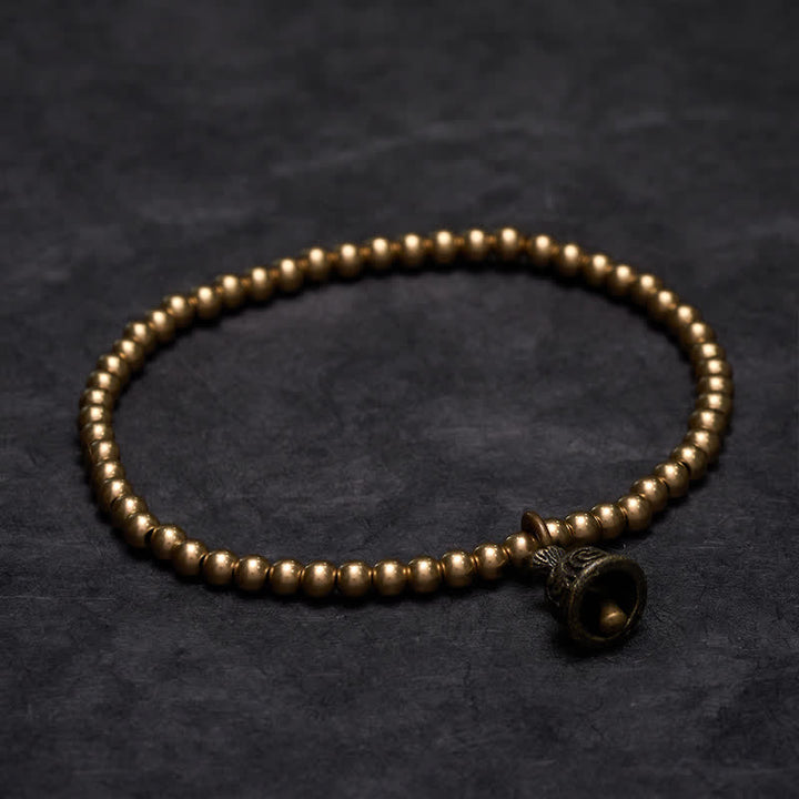 Buddha Stones Bracciale con ciondolo a campana e perline di rame - 7,1–7,5 pollici (18–19 cm) - image 0