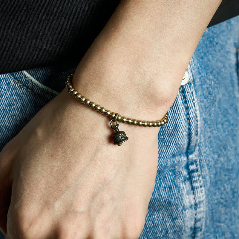 Buddha Stones Bracciale con ciondolo a campana e perline di rame - image 4