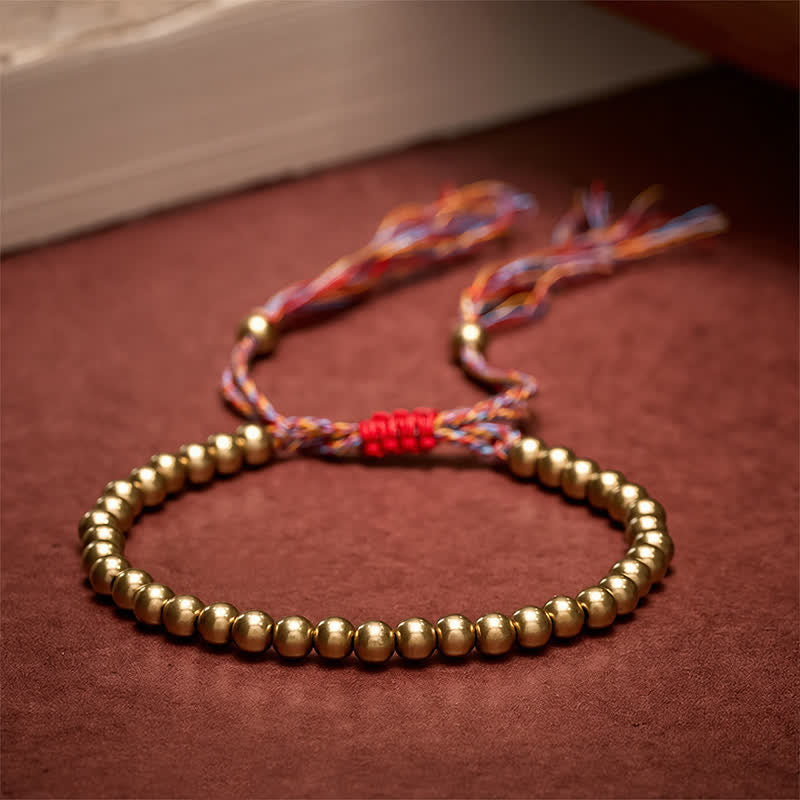Buddha Stones Bracciale con perline di rame e filo rosso - Rame (Ricchezza ♥ Fortuna) - image 0