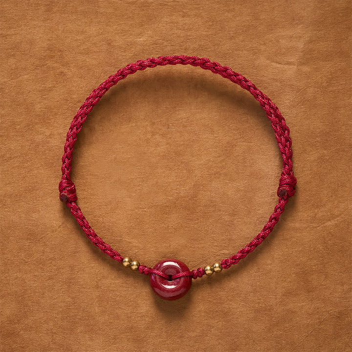 Buddha Stones Bracciale di protezione in rame con fibbia Peace a cordino rosso e cordino rosso. - Filo Rosso (Protezione ♥ Fortuna) - image 0