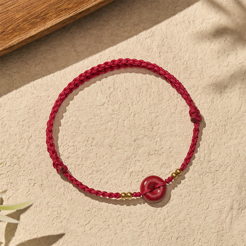 Buddha Stones Bracciale di protezione in rame con fibbia Peace a cordino rosso e cordino rosso. - image 3