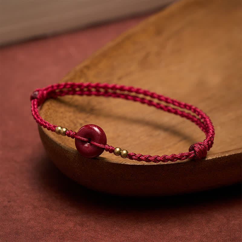 Buddha Stones Bracciale di protezione in rame con fibbia Peace a cordino rosso e cordino rosso. - image 2