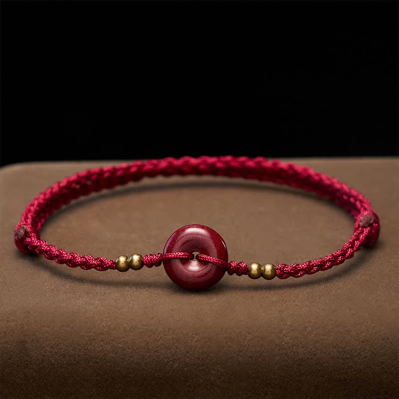Buddha Stones Bracciale di protezione in rame con fibbia Peace a cordino rosso e cordino rosso. - image 1