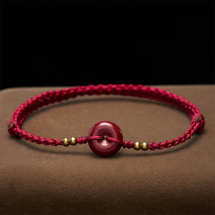 Buddha Stones Bracciale di protezione in rame con fibbia Peace a cordino rosso e cordino rosso. - image 1