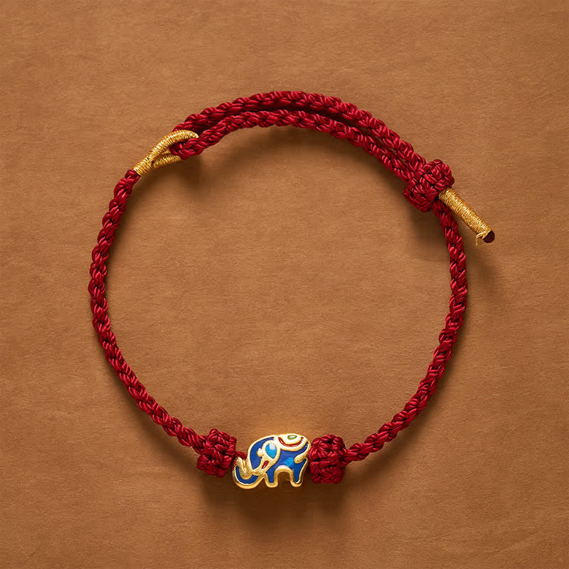 Buddha Stones Braccialetto della saggezza intrecciato con filo rosso e elefante - Filo Rosso (Protezione ♥ Fortuna) - image 0
