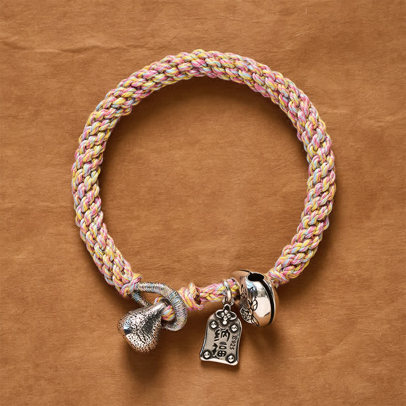 Buddha Stones Bracciale tibetano in rame con campanelle di loto, intrecciato a mano - image 1
