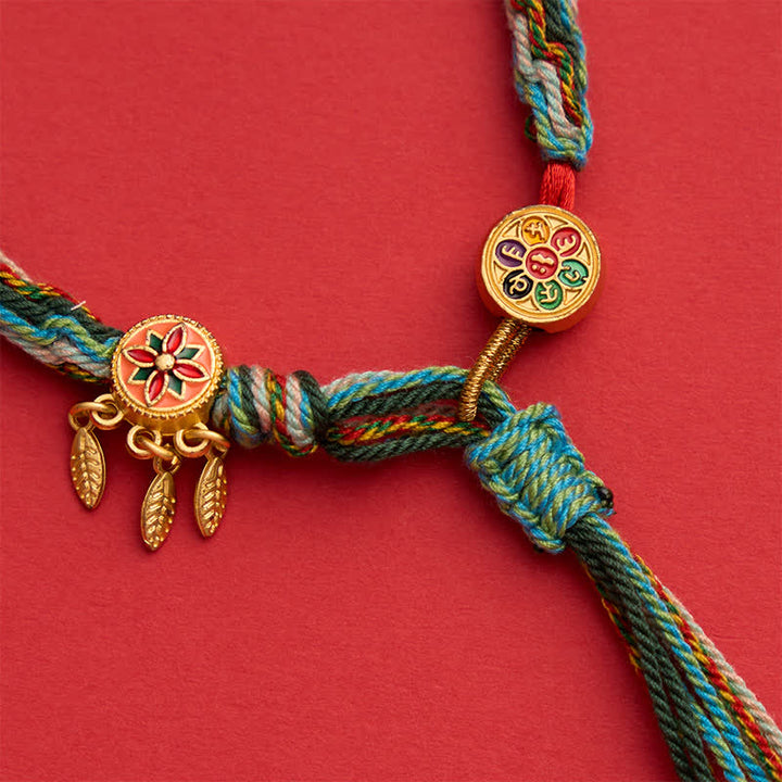 Buddha Stones Bracciale di protezione in stile etnico con cordino rosso a cinque colori - image 4