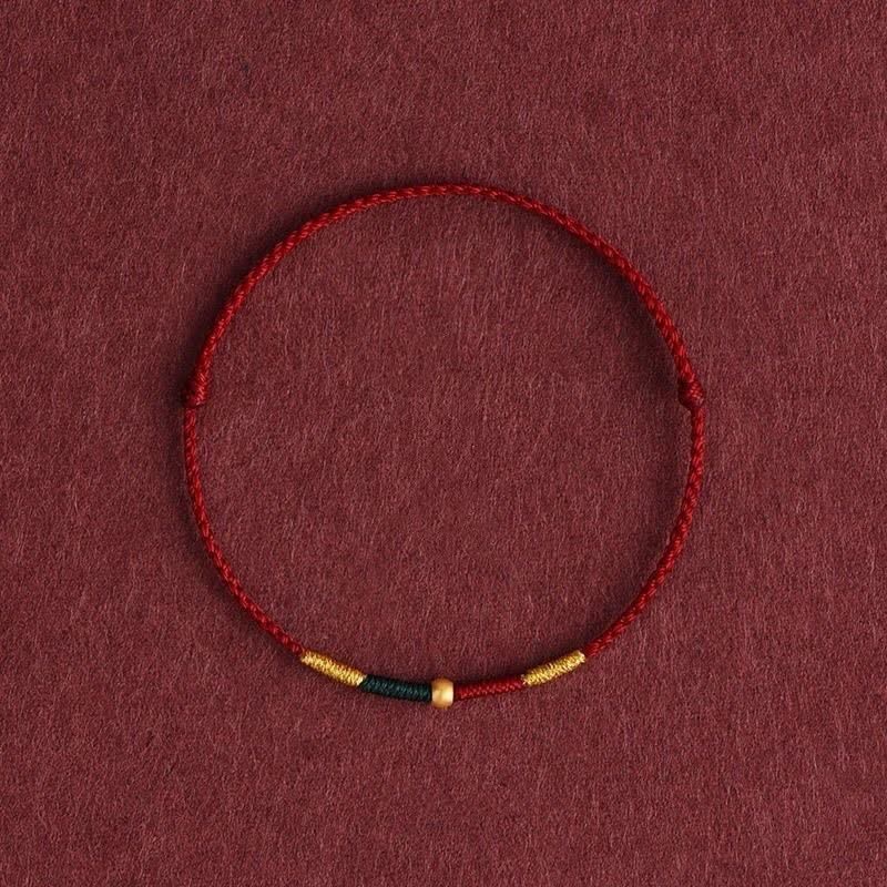 Buddha Stones Braccialetto di protezione con corda intrecciata e perline di rame rosse - Borgogna (Circonferenza del polso: 5,9–6,7 pollici / 15–17 cm) - image 0