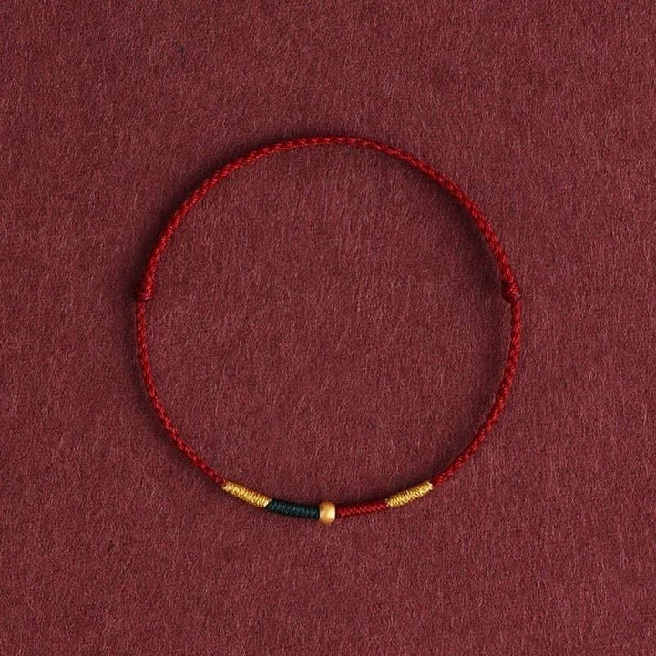 Buddha Stones Braccialetto di protezione con corda intrecciata e perline di rame rosse - Borgogna (Circonferenza del polso: 5,9–6,7 pollici / 15–17 cm) - image 0