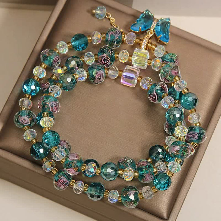 Buddha Stones Bracciale a triplo giro con farfalla e perline di vetro Liuli - image 3