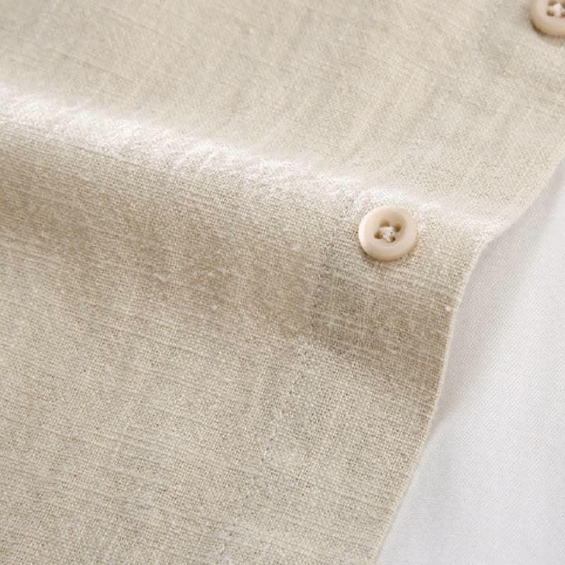 Buddha Stones Camicia e pantaloni da uomo in ramia tinta unita, casual, minimalisti, per primavera e autunno, ideali per la meditazione, con tasche. - image 8