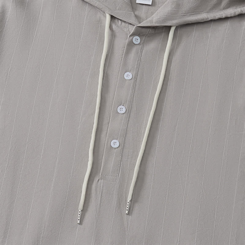Buddha Stones Camicia da uomo a maniche lunghe a righe, casual, minimalista, con coulisse, ideale per la primavera. - image 23