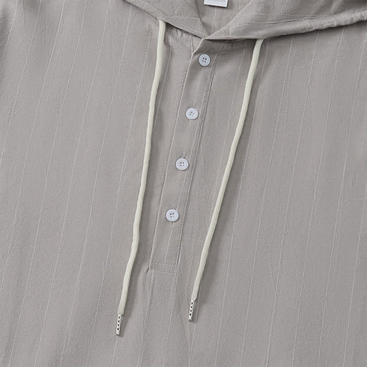 Buddha Stones Camicia da uomo a maniche lunghe a righe, casual, minimalista, con coulisse, ideale per la primavera. - image 23