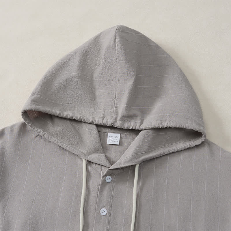 Buddha Stones Camicia da uomo a maniche lunghe a righe, casual, minimalista, con coulisse, ideale per la primavera. - image 22