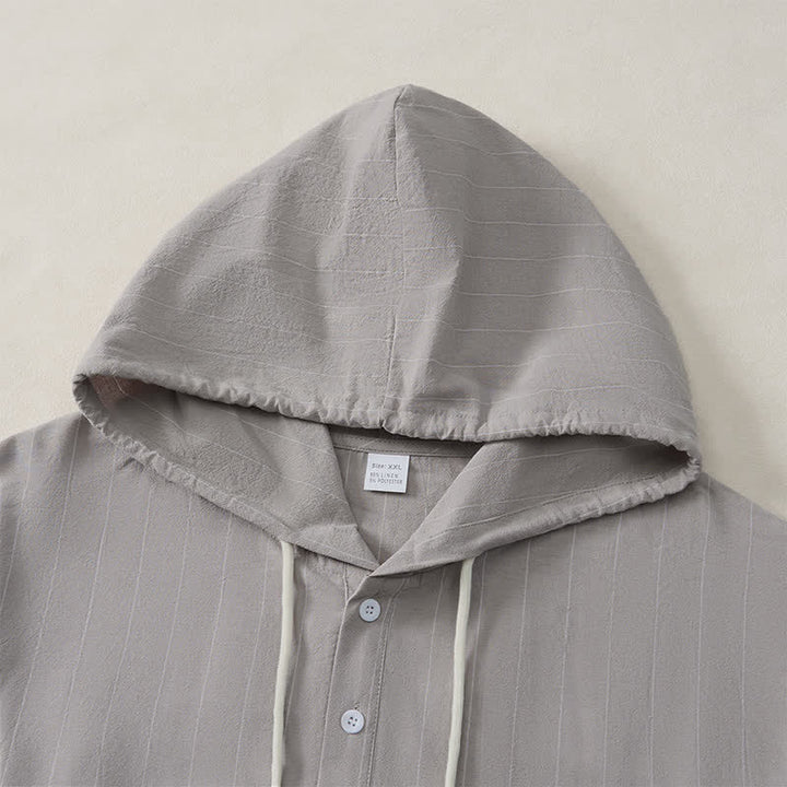 Buddha Stones Camicia da uomo a maniche lunghe a righe, casual, minimalista, con coulisse, ideale per la primavera. - image 22