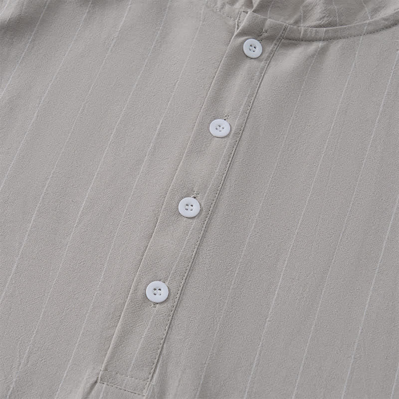 Buddha Stones Camicia da uomo a maniche lunghe a righe, casual, minimalista, con coulisse, ideale per la primavera. - image 24