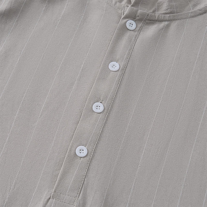Buddha Stones Camicia da uomo a maniche lunghe a righe, casual, minimalista, con coulisse, ideale per la primavera. - image 24