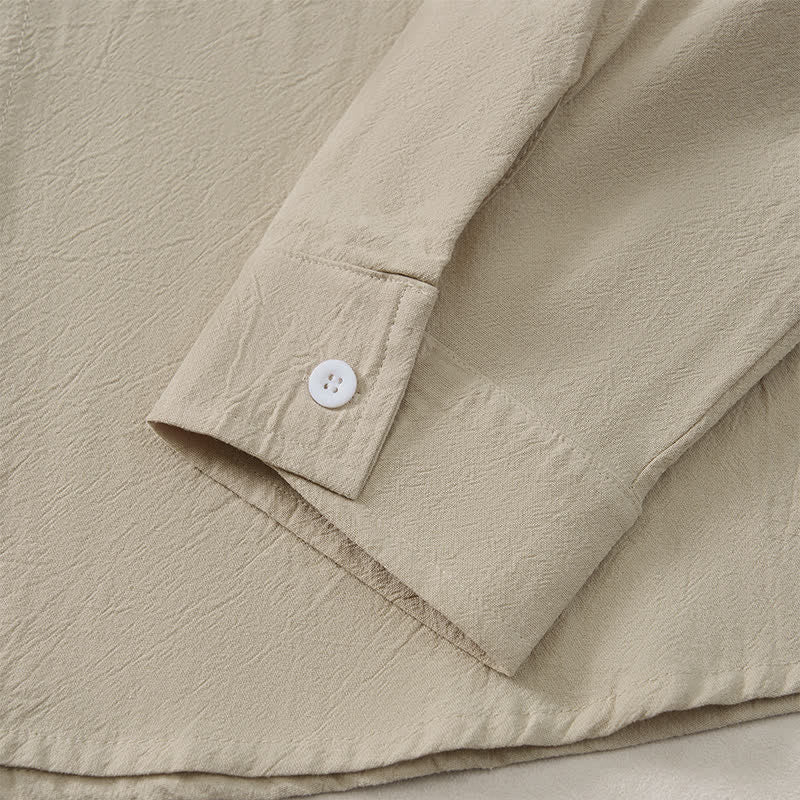 Buddha Stones Camicia da uomo a maniche lunghe, stile Tang, con colletto alla coreana, tinta unita, ideale per primavera/autunno, con taschino applicato. - image 17