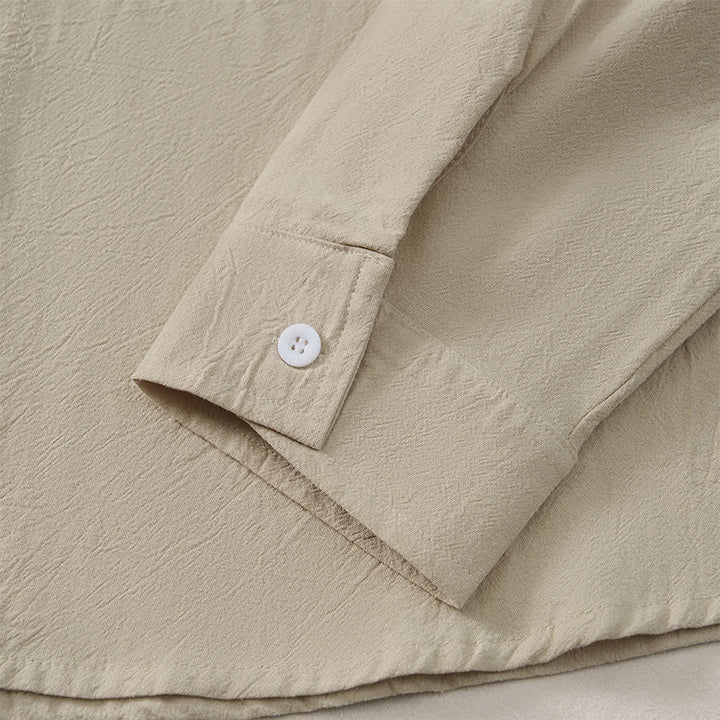 Buddha Stones Camicia da uomo a maniche lunghe, stile Tang, con colletto alla coreana, tinta unita, ideale per primavera/autunno, con taschino applicato. - image 17