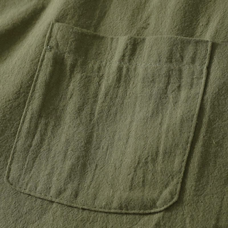 Buddha Stones Camicia da donna a maniche lunghe tinta unita stile Tang, minimalista, con tasca applicata, ideale per primavera/autunno. - image 2