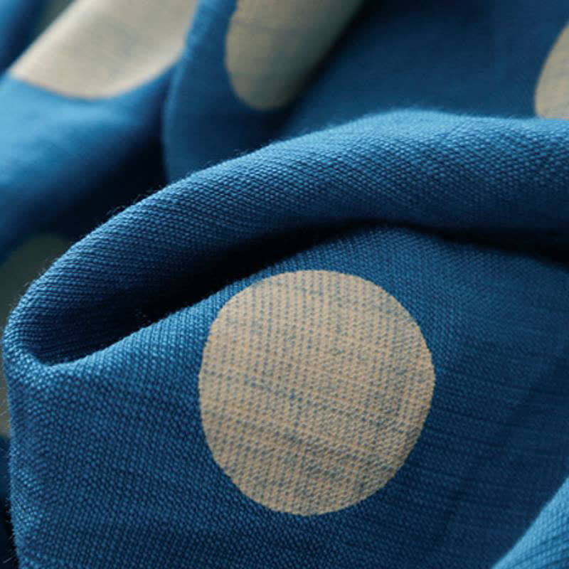 Buddha Stones Abito da donna primaverile casual vintage a pois blu e bianchi con maniche lunghe e tasche. - image 12