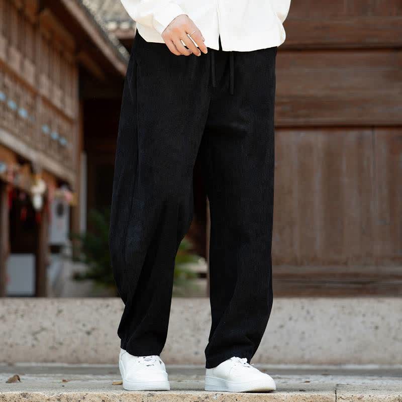 Buddha Stones Pantaloni da uomo a gamba affusolata, minimalisti, con coulisse, tinta unita, per autunno/inverno. - image 9